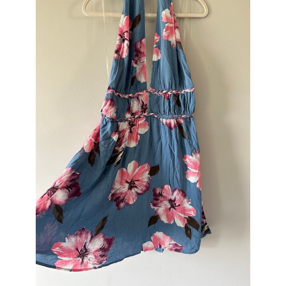 Venus Tropical Floral Halter Dress Deep V Open Back Size 16